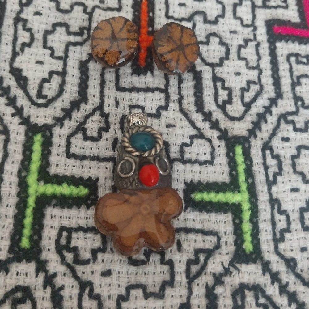 Ayahuasca pendant and Ayahuasca earrings